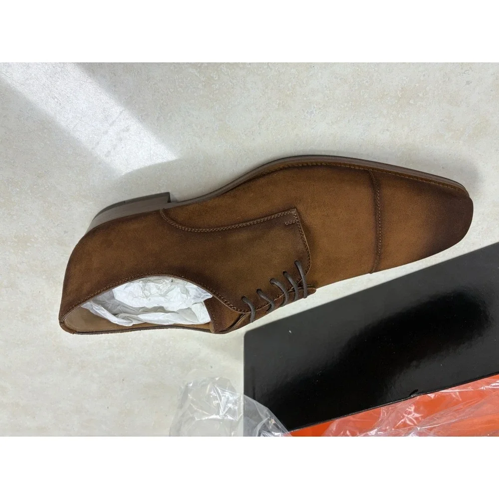 Magnanni Cognac Suede Cap Toe Derby Dress Shoes 20716-66 Mens 11.5 Made in Spain